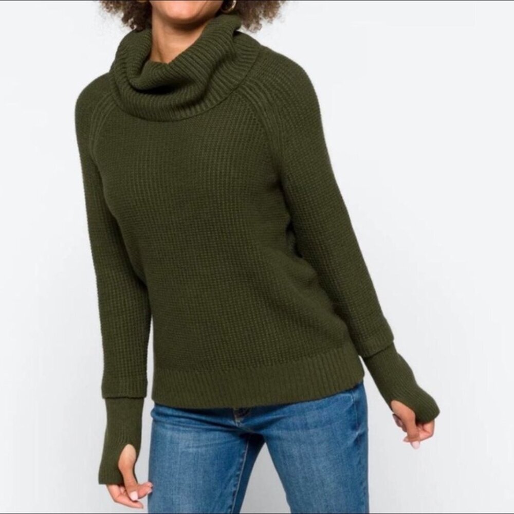 Market & Spruce Dark Green Cowl Neck Sweater